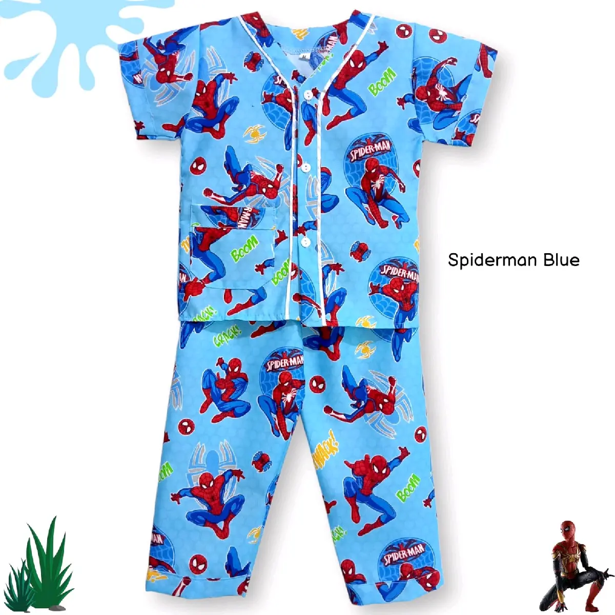 setelan baju piyama anak laki-laki gambar spiderman avenger untuk usia 1-12 tahun  Piyama anak  Fashion anak