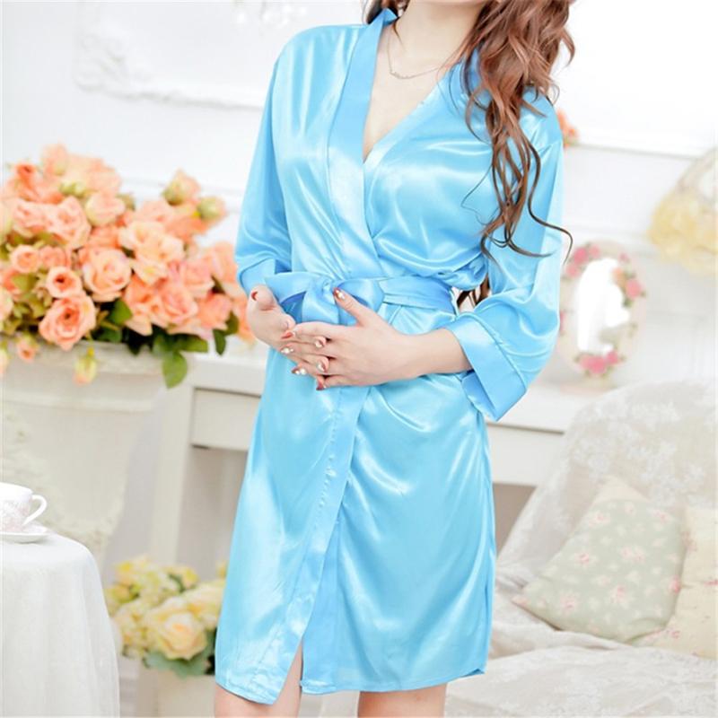 Product Introduction of Hot Women Sexy Faux Satin Lace Silk Underwear Lingerie Nightdress Sleepwear Robe 35