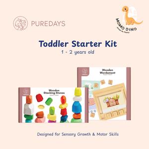 Puredays Toddler Starter Kit | Colourful Wooden Stacking Stones + Wordament