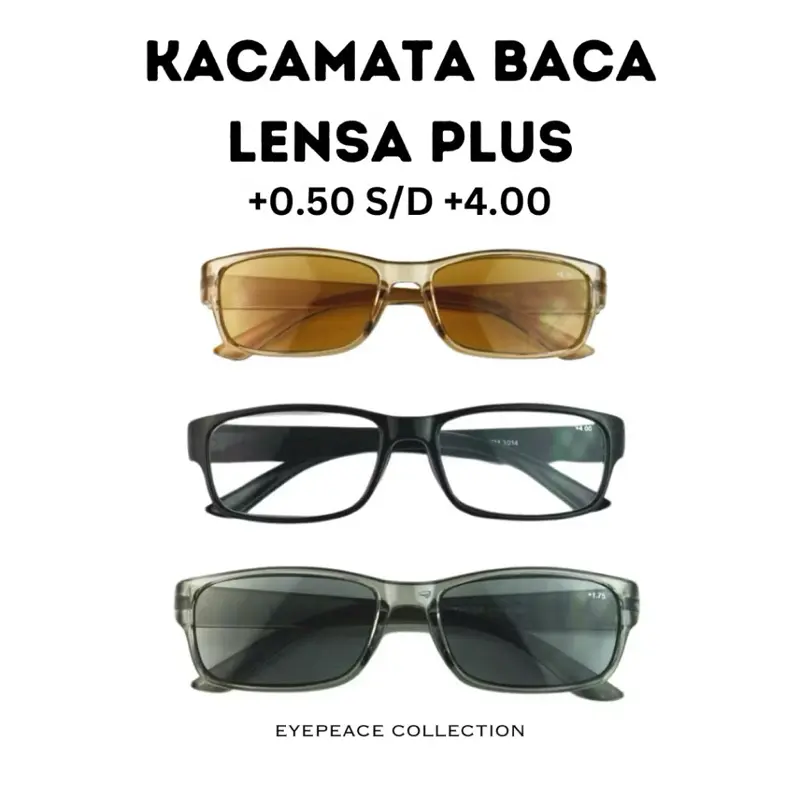 KACAMATA BACA PLUS +0.50 SAMPAI +4.00 COKLAT,ABU-ABU,HITAM PRIA/WANITA Lensa