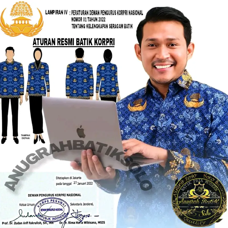 Baju Korpri Resmi Pria dan Wanita berlapis Furing kain katun c40s sritex 0