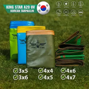 Terpal A20 Korea Ukuran 3x5 3x6 4x4 4x5 4x6 4x7 Kingstar Terpal Tenda Truck Tahan Air dan Panas Cocok untuk Camping dan Outdoor