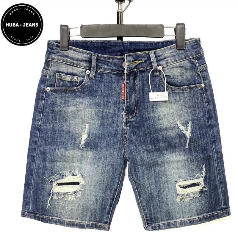 Quần jean nam sort PHOM ÔM ỐNG CÔN  xanh đậm may vá lót Menswear Pants Có Túi Denim Kem quầntàntật quần purple quần biker thông thường có thể giặt máy