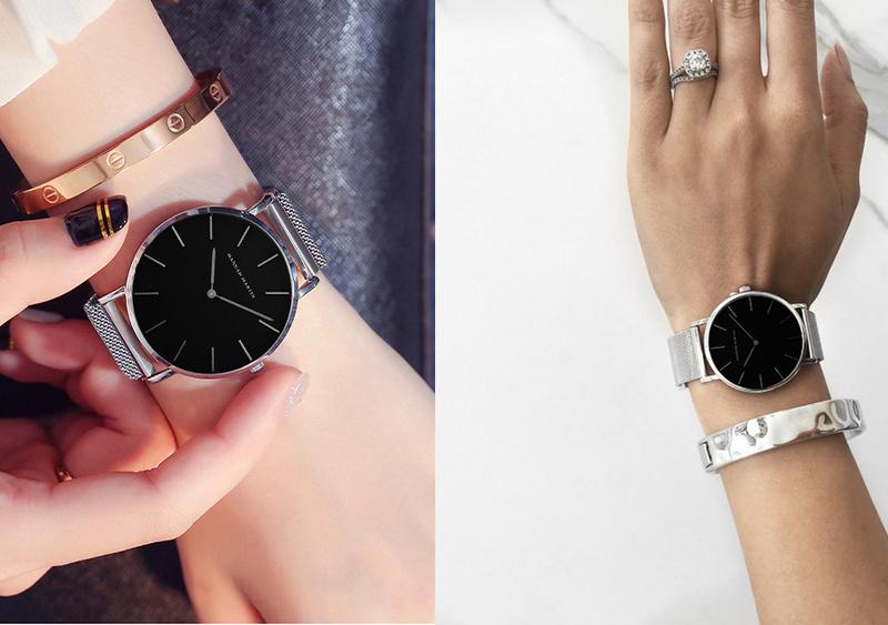 Product Introduction of HANNAH MARTIN Women's Waterproof Watch Light Luxury Minority Minimalist Steel Mesh Strap Slim Watch CV36W 40