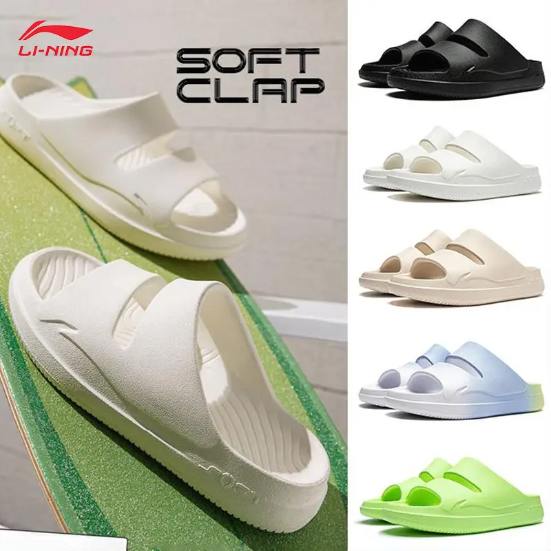 LI-NING SOFT CLAP Unisex Slip-on Slippers Lightweight Soft Comfortable Shock Absorption Rebound Sports Sandals AGAU005 Legit Official Store