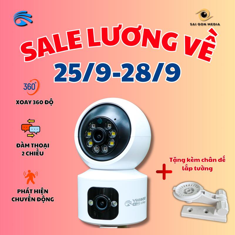 [Sale Lương Về] Camera Wifi Yoosee 2 Mắt Trong Nhà Q84-Xoay 360-Đàm Thoại 2 Chiều
