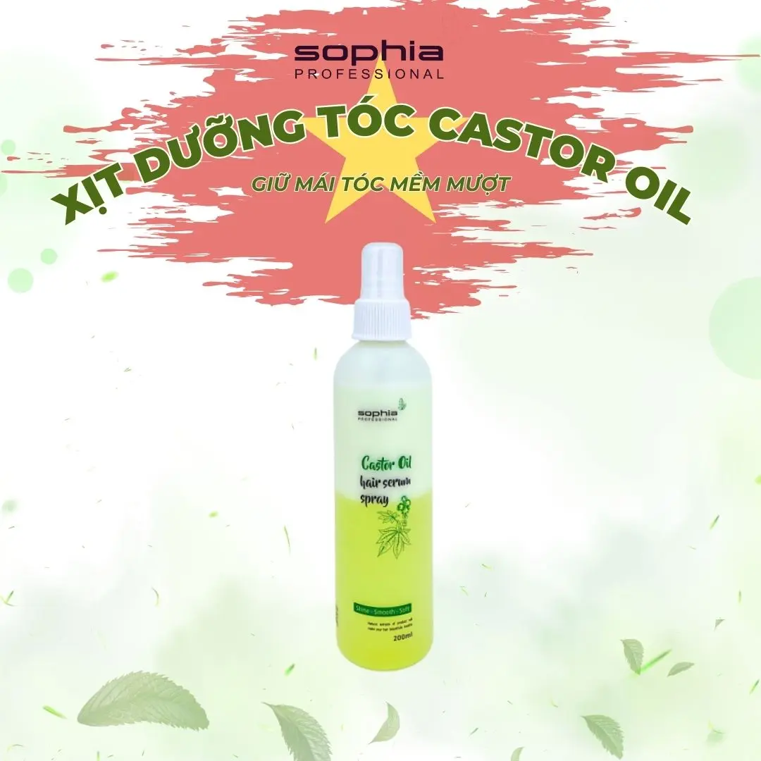 Xịt dưỡng tinh chất hạt thầu dầu Castor Oil Sophia Professional Hỗ Trợ Giúp Tóc Giảm Gãy Rụng Cho Tóc Nhuộm 200ml - XTD101