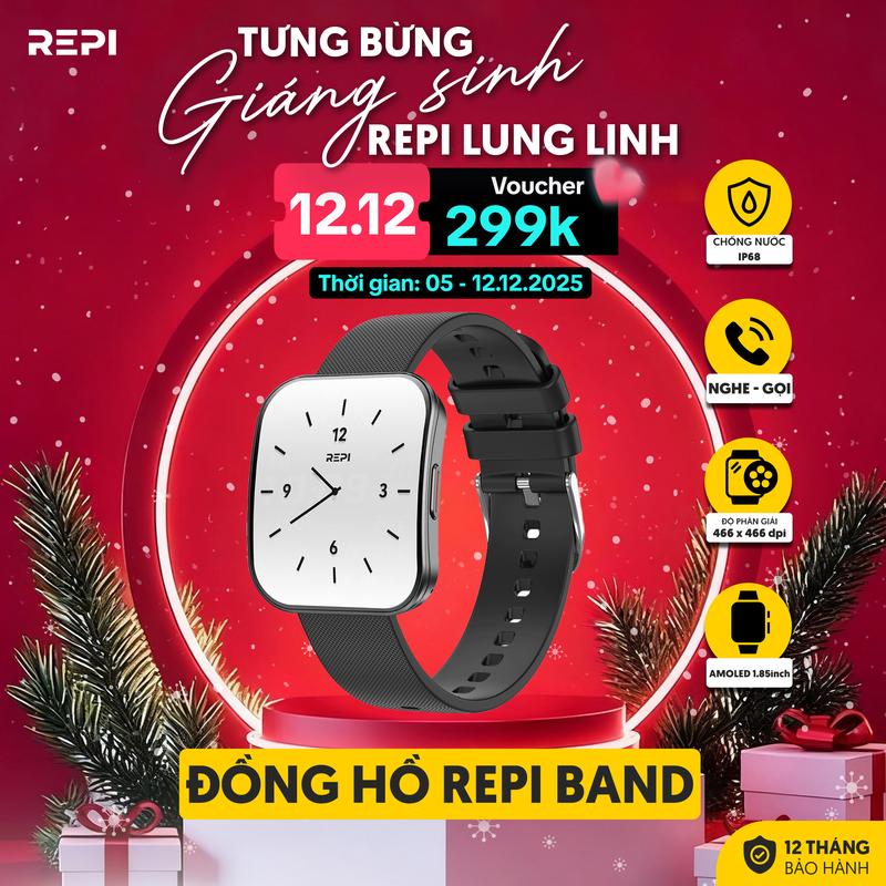 {FLASH SALE } Repi Đồng Hồ Thông Minh REPI Band 34MM Nam Nữ Chính Hãng - Phù hợp cổ tay nhỏ - Màn Hình SUPER AMOLED - Nghe Gọi Trực Tiếp - Bảo Hành 12 Tháng 