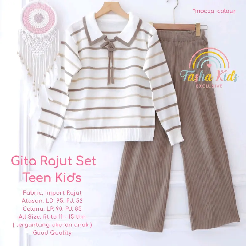 Gita set setelan rajut salur anak remaja 10-13 tahun 2