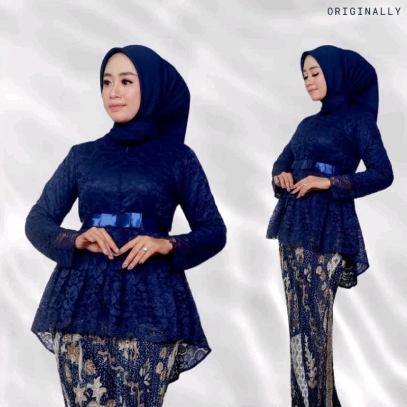 Set Baju Kebaya Aurora Brokat Premium Mix Rok Plisket - Dress Wanita Terlaris 5