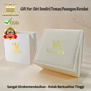 OLEVS Original New 2024 Kulit Boxes Set and Gifts Bag Fashion Kotak for Jam Tangan Berkualitas Tinggi Cod Hadiah