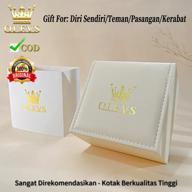 OLEVS Jam Tangan Original Kulit Boxes Fashion Kotak Berkualitas Tinggi Cod Hadiah 1