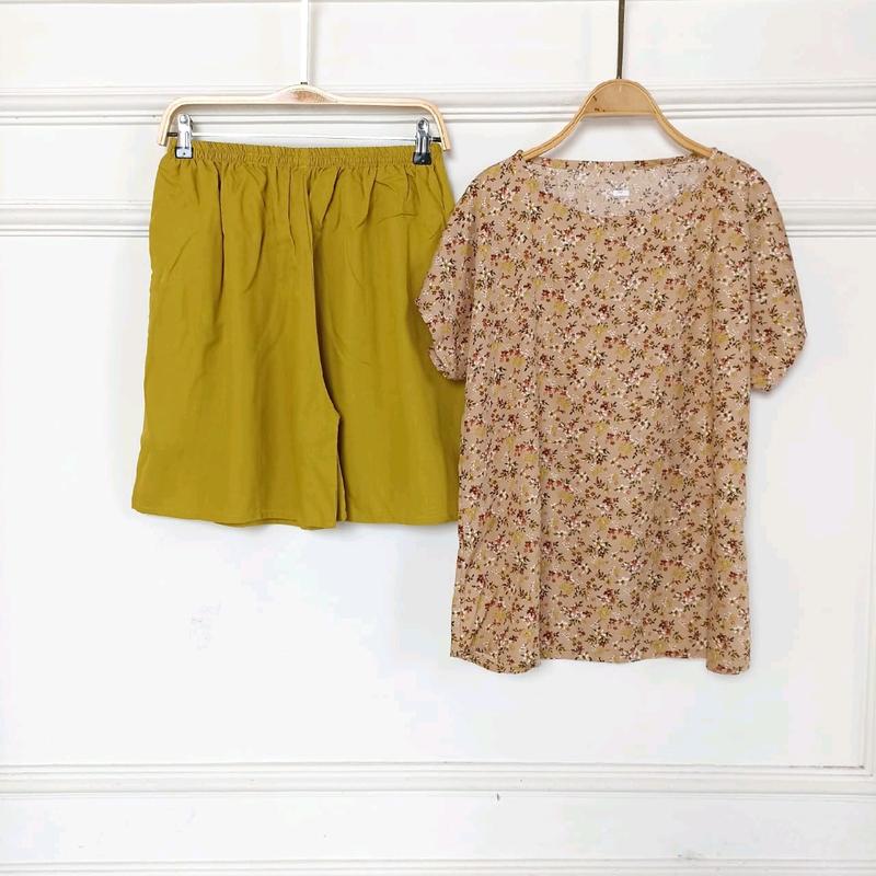 ONE SET GEMOY/SET CELANA PENDEK/SET RAYON/BAJU RUMAHAN Setelan 2