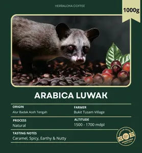 Kopi Arabica  Luwak Aceh Gayo Biji dan Bubuk | Coffee Beans Natural Process by Herbaloka Coffee