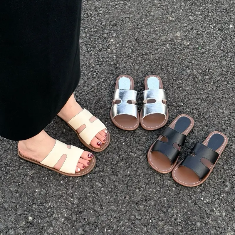 [ D130 ] Dép nữ dép lê quai da mềm đế cao 1cm sang chảnh phong cách hàn quốc sục nữ  2025 Shoes Sandal depnuhottrend