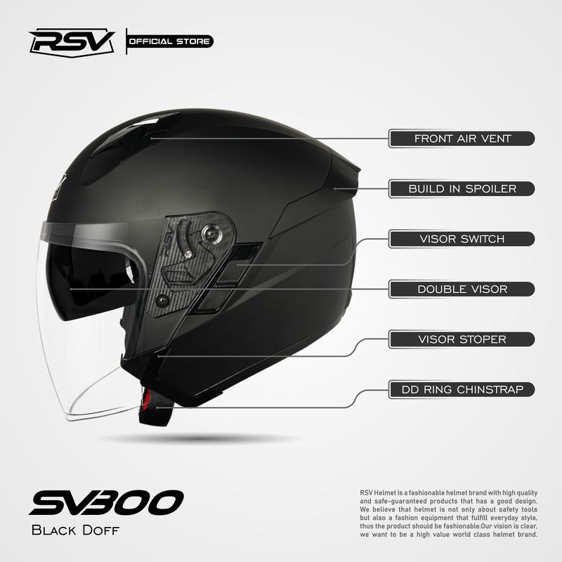 HELM Half Face RSV SV300 BLACK DOFF Motorcycle 1