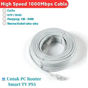 Kabel LAN Cat5 5M/10M/15M/20M/30M/40M/50M Outdoor Indoor Kabel Patch Cord UTP RJ45 CAT5 Komputer Broadband  1000MBS WIFI CCTV Kamera