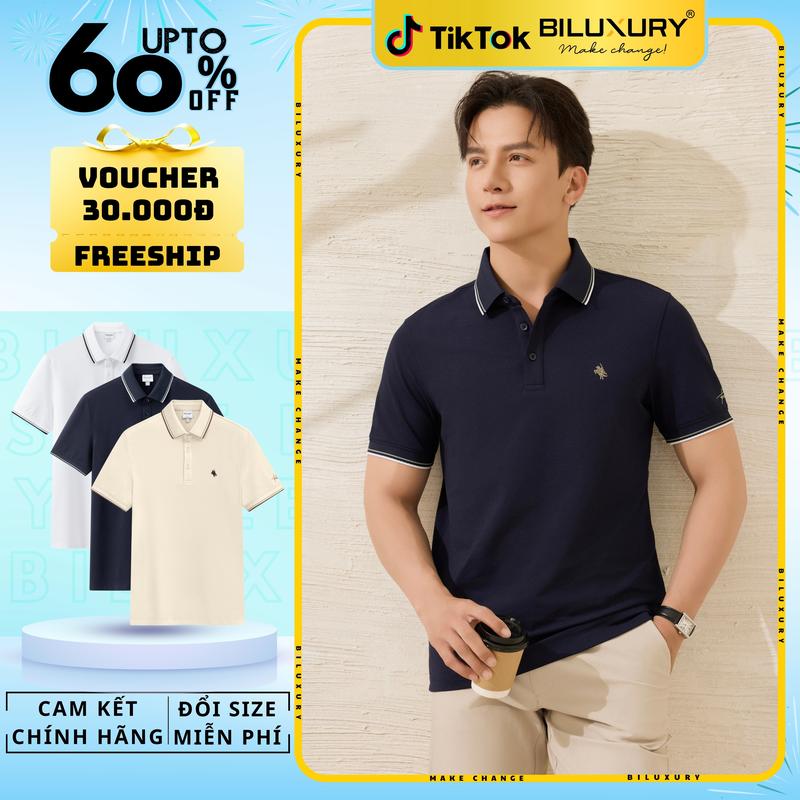 [Hàng Mới 2025] Áo Polo Biluxury Cao Cấp 9APCB560TRK/TTT/BEI Thiết kế tinh tế form ôm vừa người tôn dáng trẻ trung Nam Ngắn Tay Menswear Shirt Có Cổ