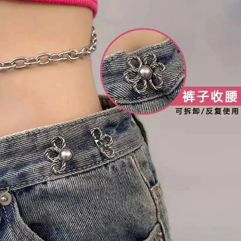 Thắt Lưng Hoa Kim Loại Có Thể Điều Chỉnh, Thắt Lưng Tàng Hình, Trang Trí Đơn Giản, Khóa Cặp Đôi, Quần, Váy, Thay Đổi Kích Thước Từ Lớn Đến Nhỏ Women Nữ 0