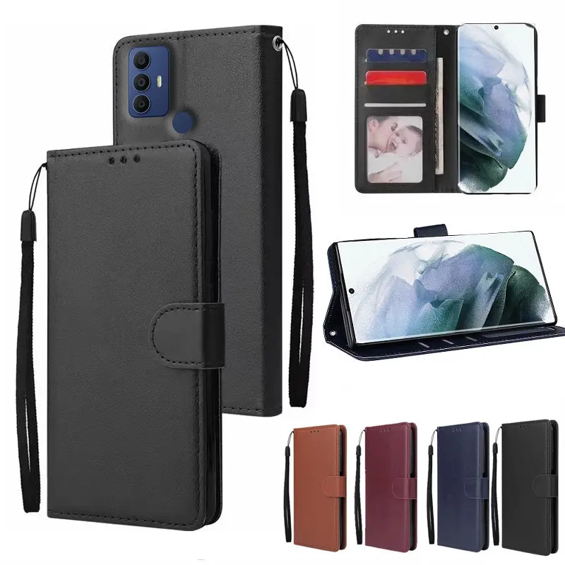 Leather Casing Kulit untuk Sharp Aquos V6 / V6 Plus Flip PU Dompet Keranjang Slot Siaga Menutupi Kasus Ponsel