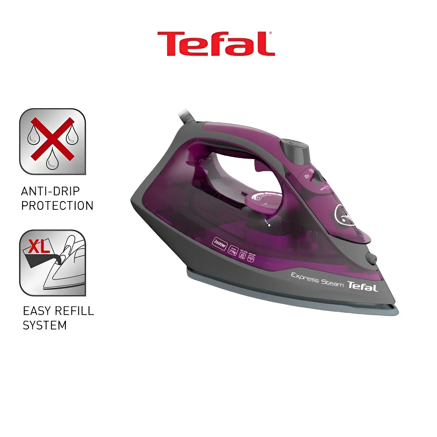 Tefal Express Steam Iron (Powergliss Ceramic Soleplate) 2600W FV2843