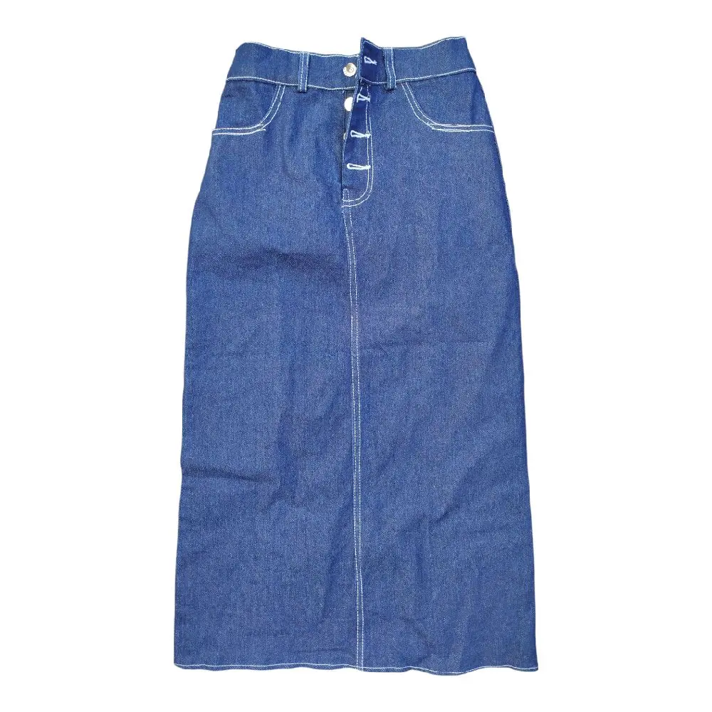 rekomendasi rok jeans teana  Keren Fit Slim Melar Formal Panjang Nyaman Span Casual Denim Stretch Karet Biru