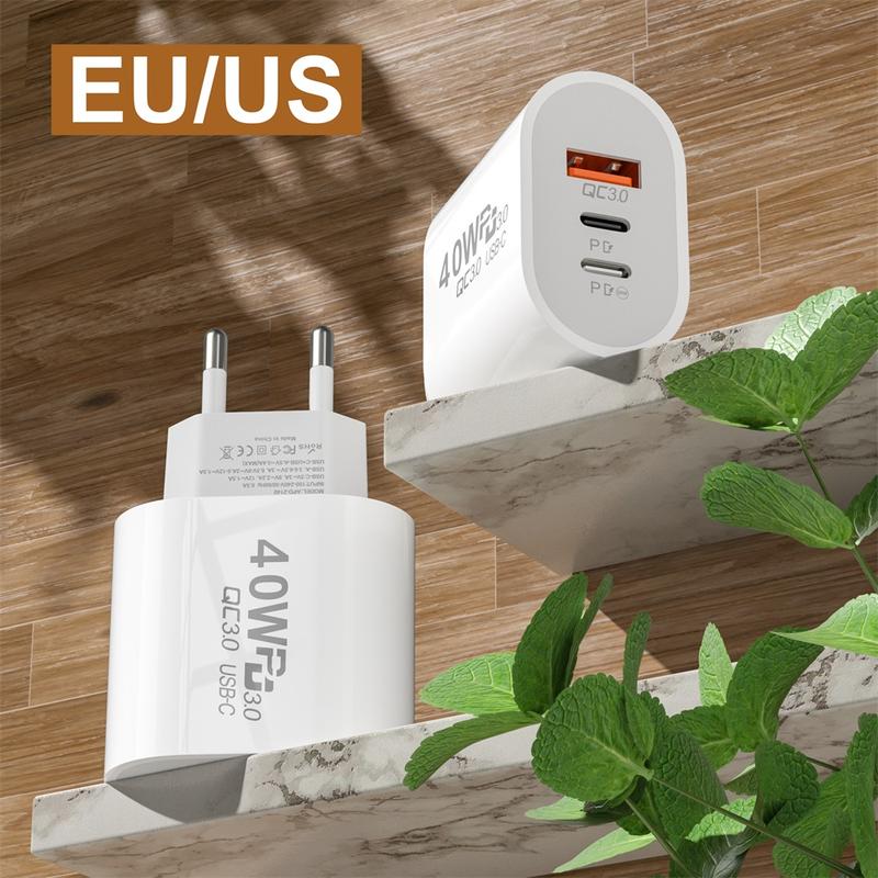 Bộ sạc USB C, Bộ sạc PD 40W, Sạc nhanh, Bộ sạc loại C, Sạc nhanh 3.0, Bộ Chuyển Đổi bộ sạc điện thoại, Tương thích với iPhone, Xiaomi, Samsung, Huawei, Oppo, Điện thoại Vivo Phụ Kiện 7