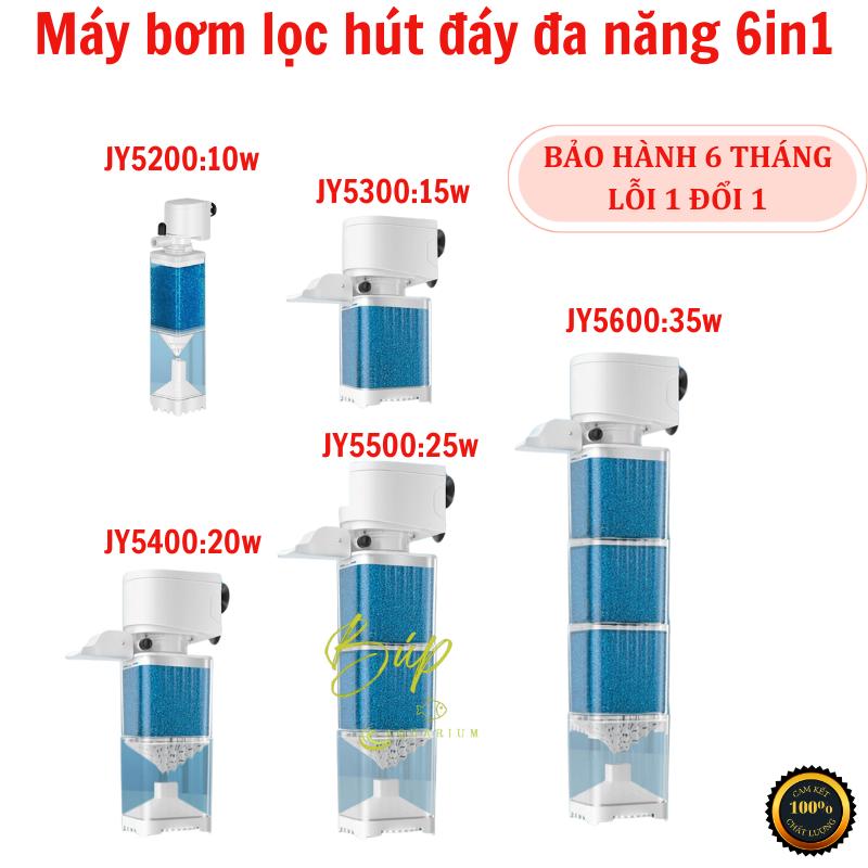 Máy lọc vuông hút đáy hồ cá đa năng 6in1 Jingye hút đáy mạnh, lọc phân, cặn, làm trong nước cho bể cá cảnh thủy sinh