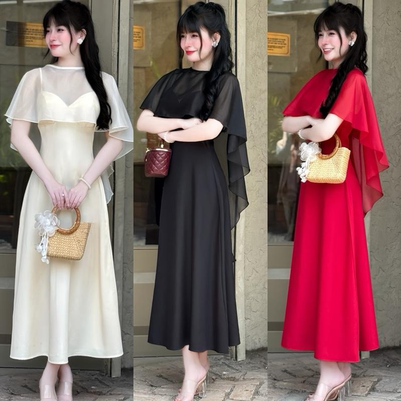 Đầm Đi Tiệc Kèm Áo Choàng Sang Chảnh sét 2 món Mijustore - A114