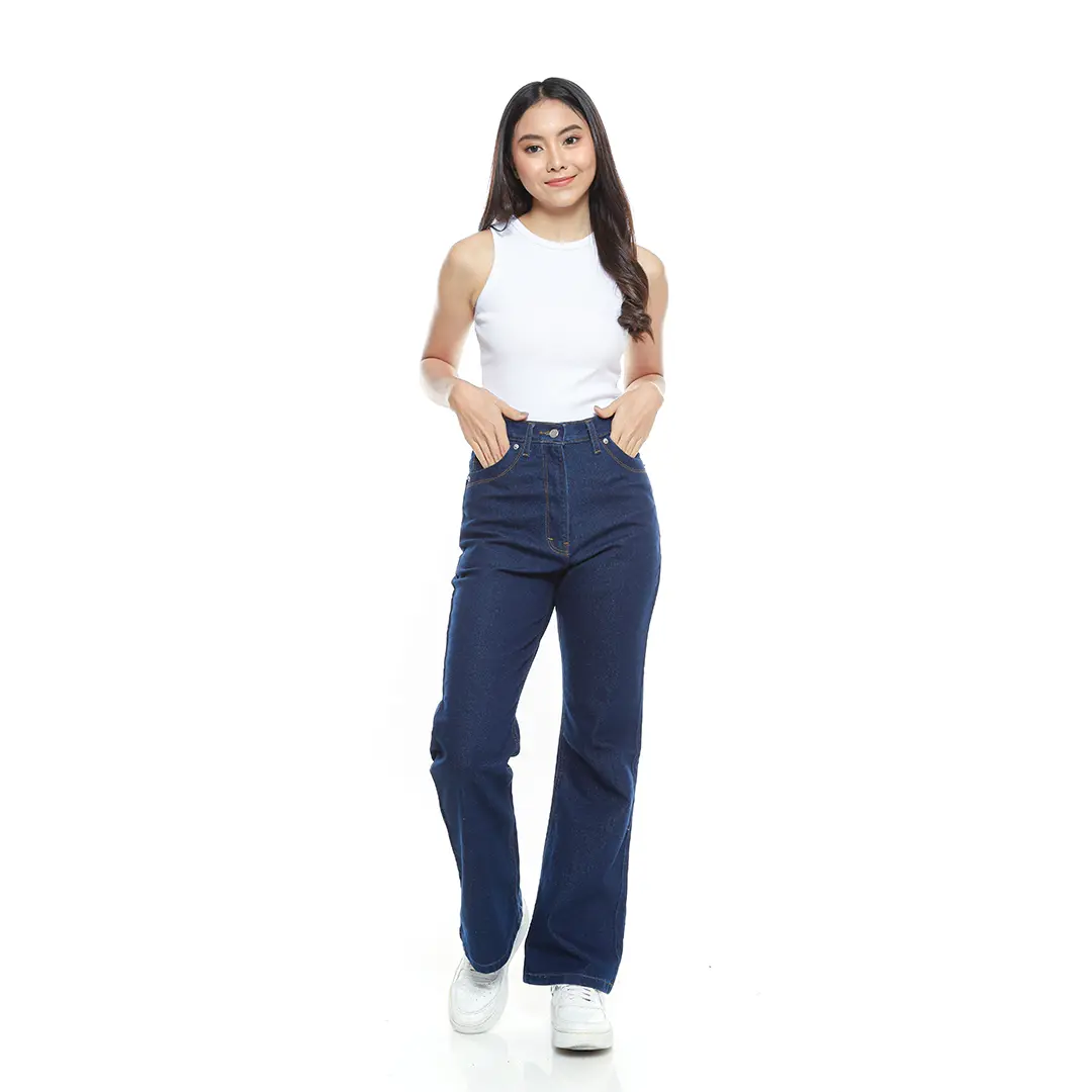 Dixie Flared Jeans Dark Blue Blue | Flare Jeans | Jeans High Waist | Celana Jeans Wanita