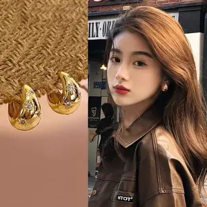 Anting bulat klip premium gaya vintage modis / anting lingkaran pola bintang permata / aksesoris fashion earrings fashionable
