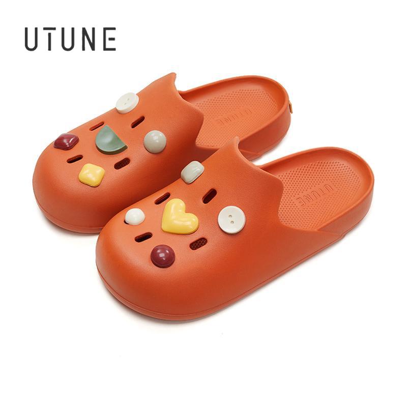 UTUNE Dép Lê Nam Nữ, Có Miếng Dán, Đế Dày, Thoáng Khí, Chống Trượt, Nhẹ, Thời Trang, Kèm Sticker Như Hình