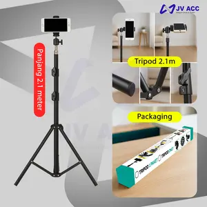 Nanvan Tripod 2.1M Phone Stand Holder HP Action Camera Logam Tinggi 2.1M Bisa Potrait & Landscape Kaki Kuat Stabil Bahan Metal Ringan Mudah Dibawa Cocok untuk Live Konten Creator Foto Produk Meeting & Review Produk Warna Hitam