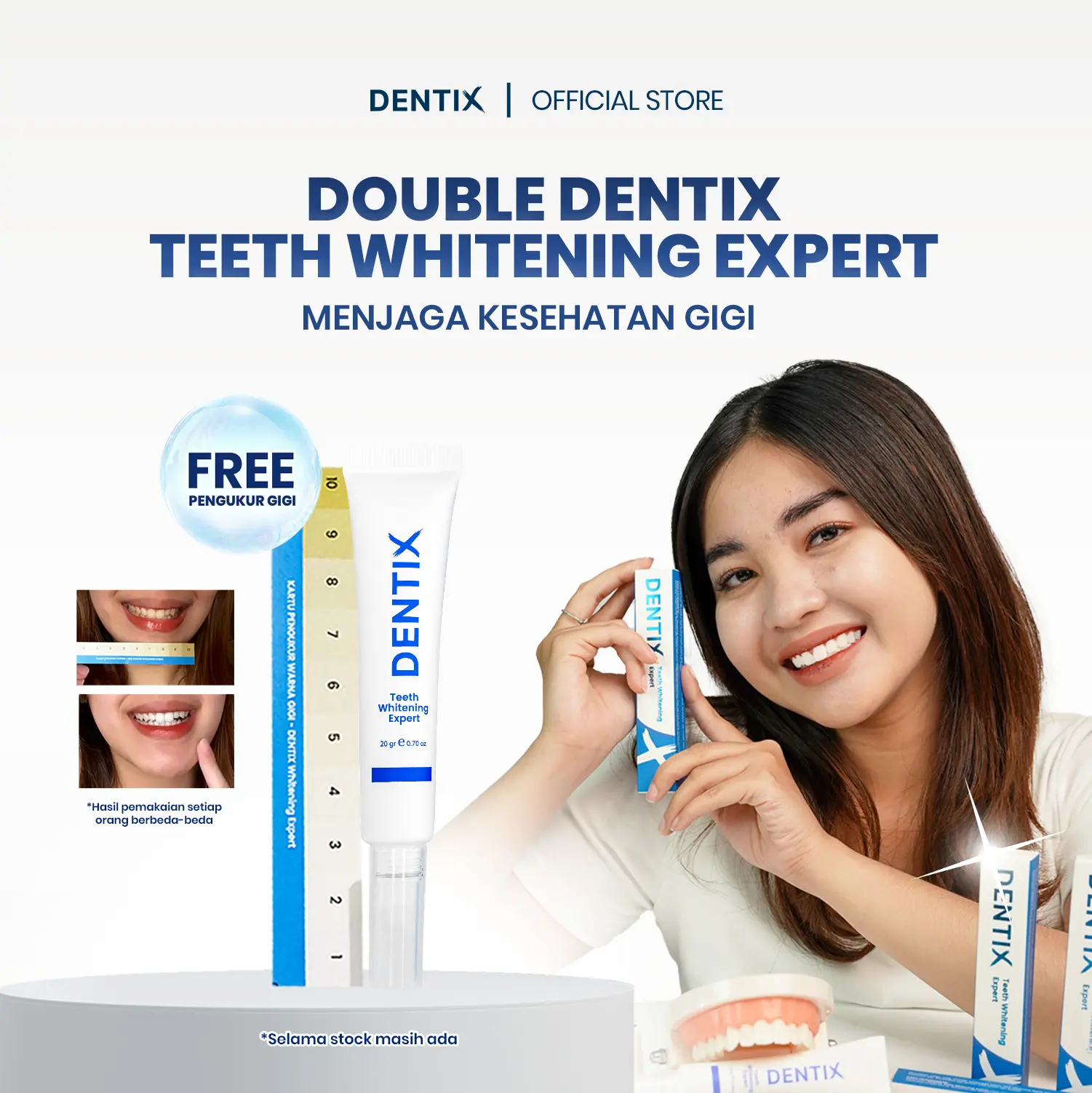 DENTIX Paket Isi 2 Teeth Whitening Expert 20g - Pemutih Gigi Bebas Noda