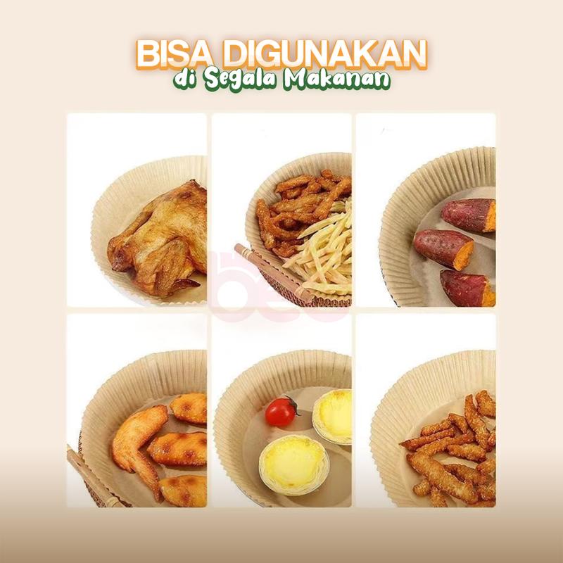 [BEC] Air Fryer Paper Anti Lengket / Kertas Alas Air Fryer / Baking Paper Tahan Minyak Sekali Pakai / Kertas Air Fryer 50 Pcs 8