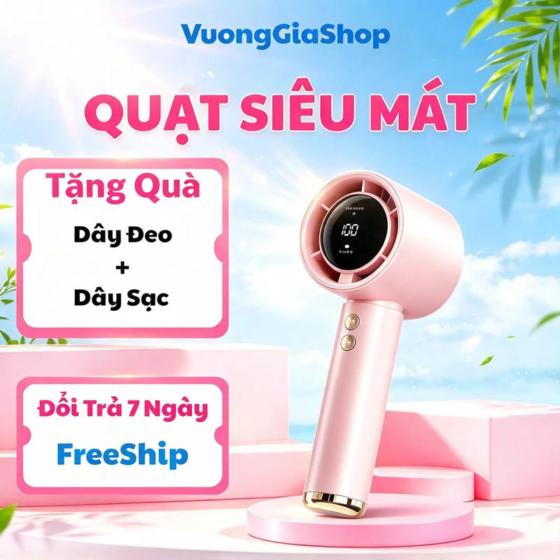 Quạt mini M2 cầm tay có thể sạc gió mạnh 100 tốc độ turbo phản lực màn hình có hiển thị phần trăm