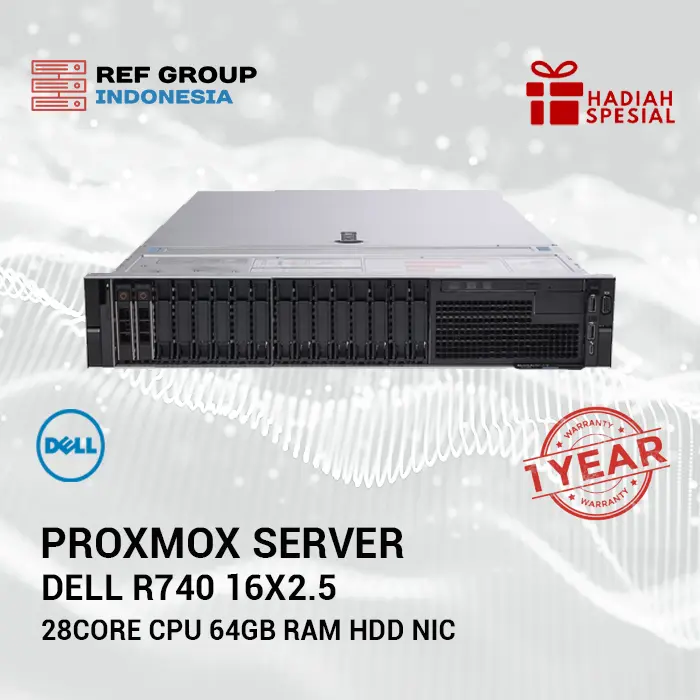 Proxmox Server Dell R740 16x2.5" 28Core CPU 64GB RAM HDD NIC - Bergaransi