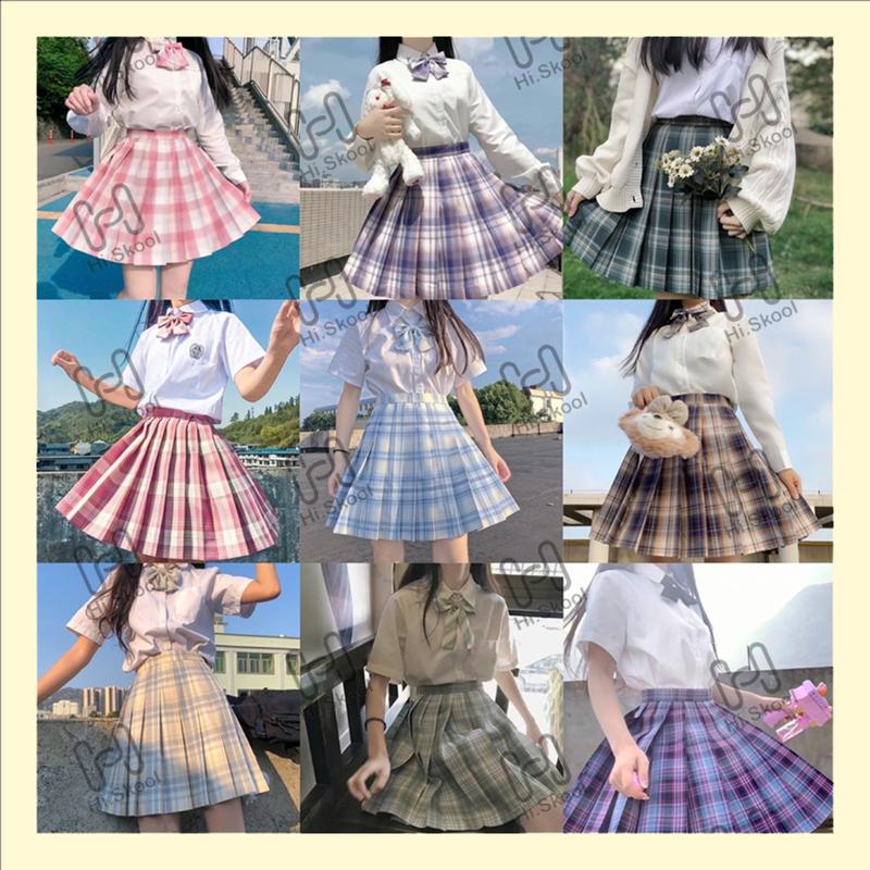 Chân váy JK ngắn dáng xòe xếp ly kẻ caro đồng phục nữ sinh Nhật Bản cosplay Hi…