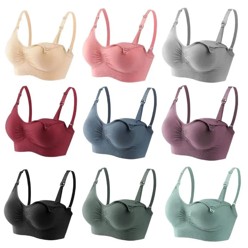 Penawaran produk baru Satu set pakaian dalam bra menyusui bahan katun bersalin yang nyaman tanpa kabel warna solid 937 & 20020 6