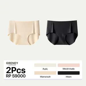 GRENEY-Gbras-CD-(2pcs)Adem Seamless Celana Dalam Wanita Panties Sexy Waist-89634