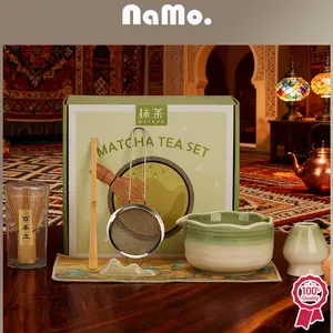 NAMO GIFT - Peralatan Set Pembuat Matcha Tea Set Bowl Handmade Bamboo Matcha Japanese Style Elegant
