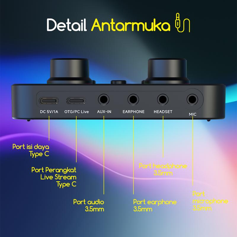 Bonkyo V8S SoundCard Bluetooth Audio USB Eksternal dengan 18 Efek Suara & 112 Kualitas Suara Elektronik untuk Karaoke dan Gaming Bonkyo V8S SoundCard Bluetooth Audio USB Eksternal dengan 18 Efek Suara & 112 Kualitas Suara Elektronik untuk Karaoke dan Gaming