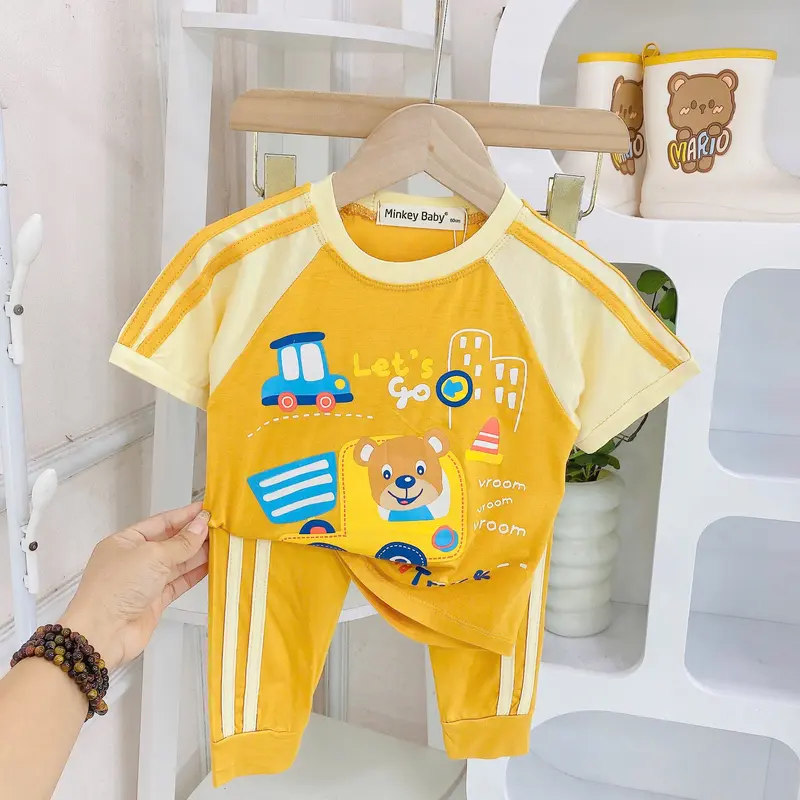 Đồ bộ tay ngắn quần dài thun lạnh cho bé trai bé gái (7-25kg), vải mềm mát thoáng khí, in hình dễ thương cho bé. 7