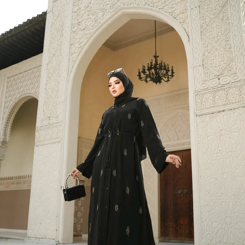 gamis abaya saraza tipe zainab Muslim Wanita Dress Dewasa Hitam Maxi Lebaran Arab Remaja Syari Mewah 4