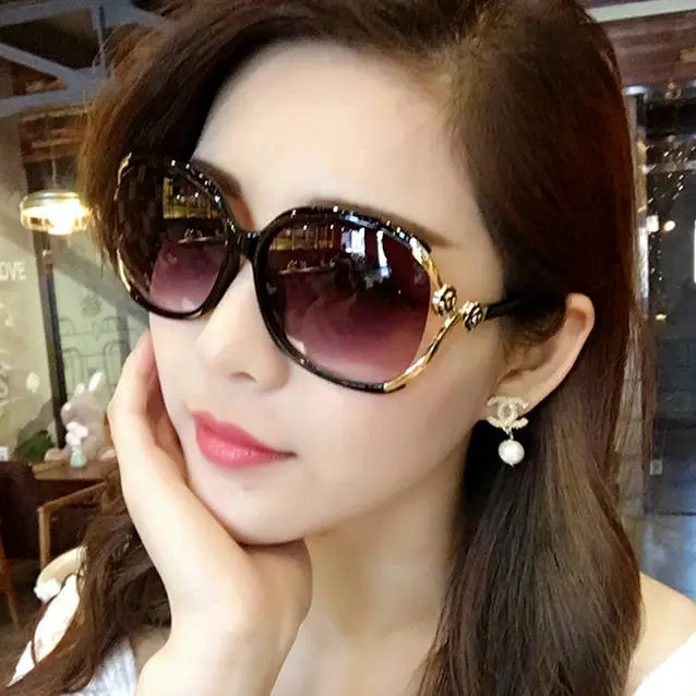 Fashion Floral Sunglasses Women's Large Frame Sunglasses Flower Street Shooting Popular Sun-shade Glasses Outdoor Uv-proof Sunglasses