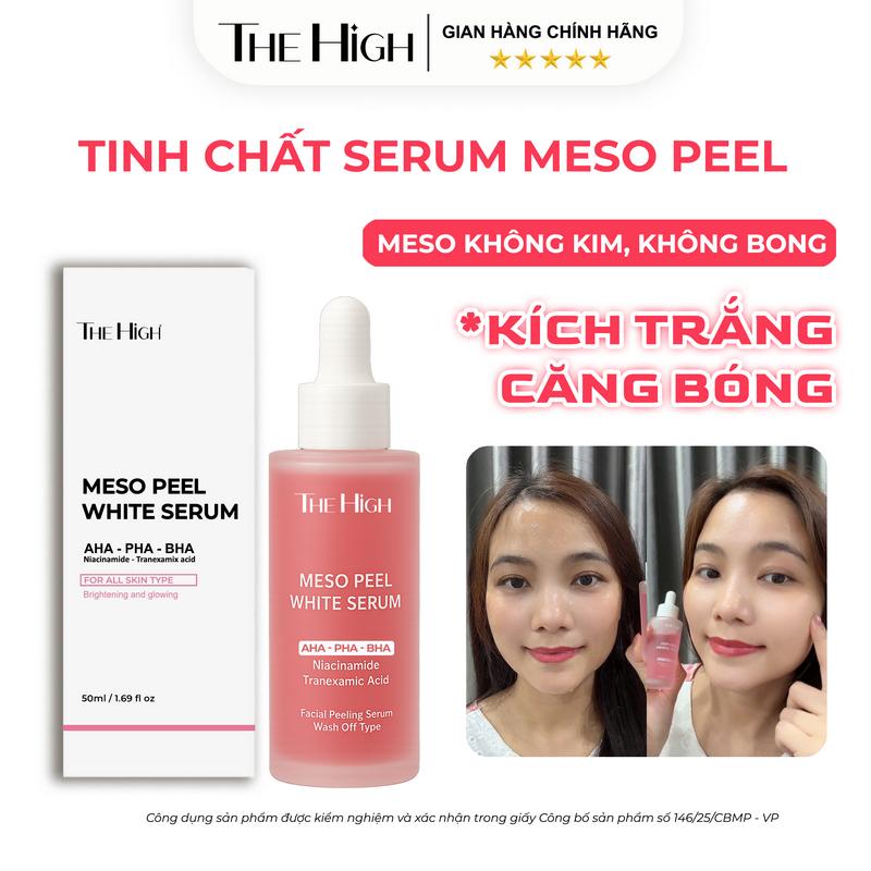 TINH CHẤT SERUM MESO PEEL THE HIGH hỗ trợ trắng da, căng bóng, không đau,không đỏ, làm sạch hỗ trợ cải thiện mụn đầu đen, mụn ẩn Skincare