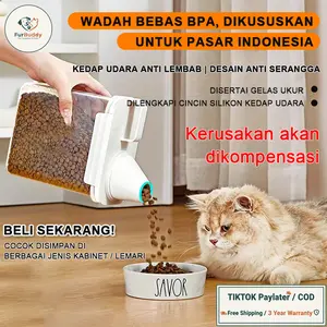 【SA FurBuddy】 Wadah Penyimpanan Makanan Kucing Antilembap & Antijamur Kedap Udara Cocok untuk Kucing Anjing Kelinci dan Hamster