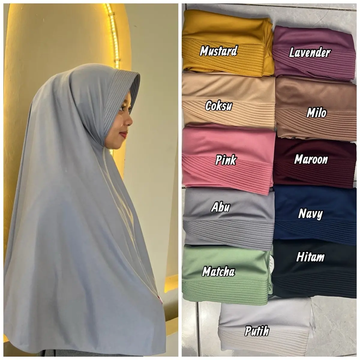 100ribu 6pcs hijab instan bergo XL jilbab instan pad jumbo kerudung bergo xl pad by Hasanah Hijab bahan Zoya nyaman di pakai