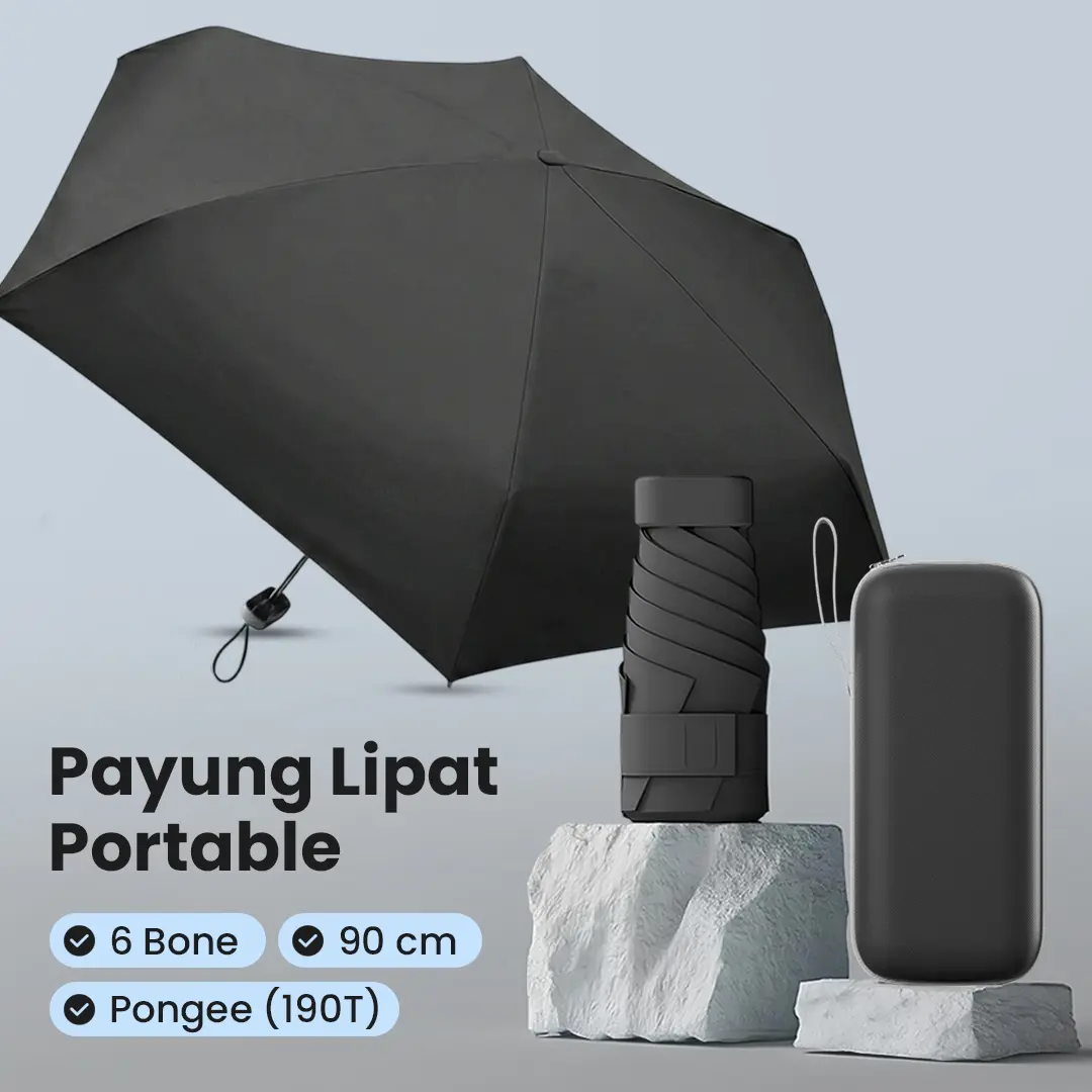 Maxistore Mall | Payung Lipat Buka Tutup | Tutup Manual Polos Anti | Wanita UV Bones 90cm