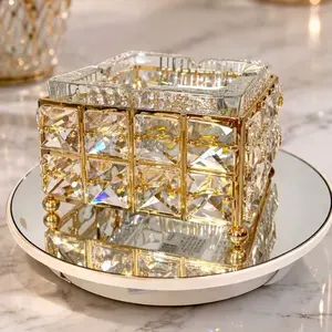 067-Asbak Vintage, Asbak Paduan, Dekorasi Rumah Tangga Logam, Bulat, Persegi